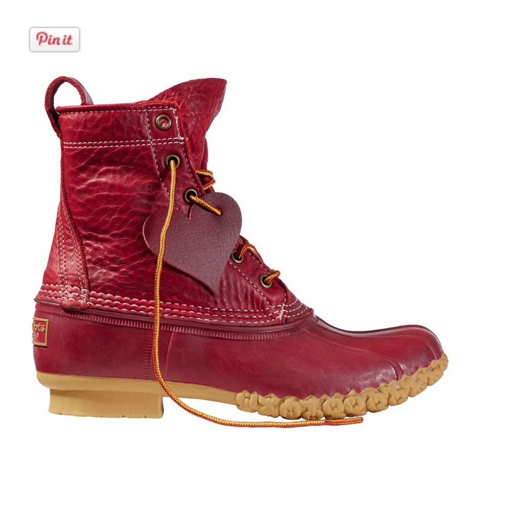 Red Duck Boots with Heart Detail